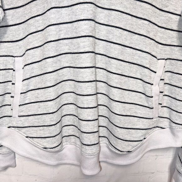 Koolaburra UGG Womens S Cozy Soft Thermal Henley Striped Hoodie Gray Y2K style - Picture 2 of 5